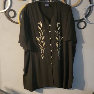 NOW Button Down Floral Detail Short Sleeve Top 26